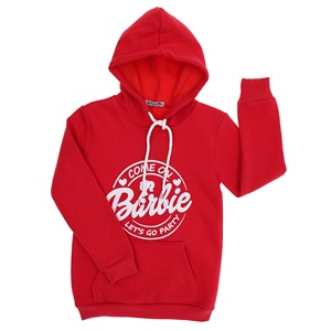 Güldür 9141 Kız Çocuk Barbie Baskılı Kapşonlu Ferm 3 İp Sweat 13-16 Yaş