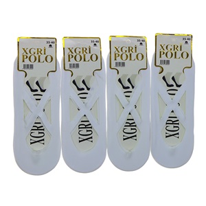 X Gri Polo B-61 Bayan Likralı Silikonlu Kaymaz Plates Babet Çorap - Siyah