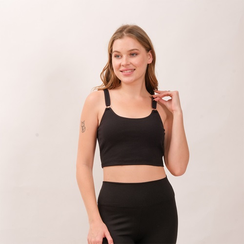 Defnem 8110 Bayan Metal Detaylı Pedli İp Askılı Crop - Beyaz - M