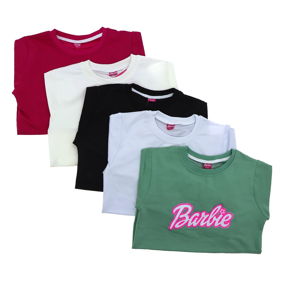Barbie 8097 Kız Çocuk Penye Barbie Baskılı Sıfır Yaka Sweat 5-8 Yaş - Beyaz