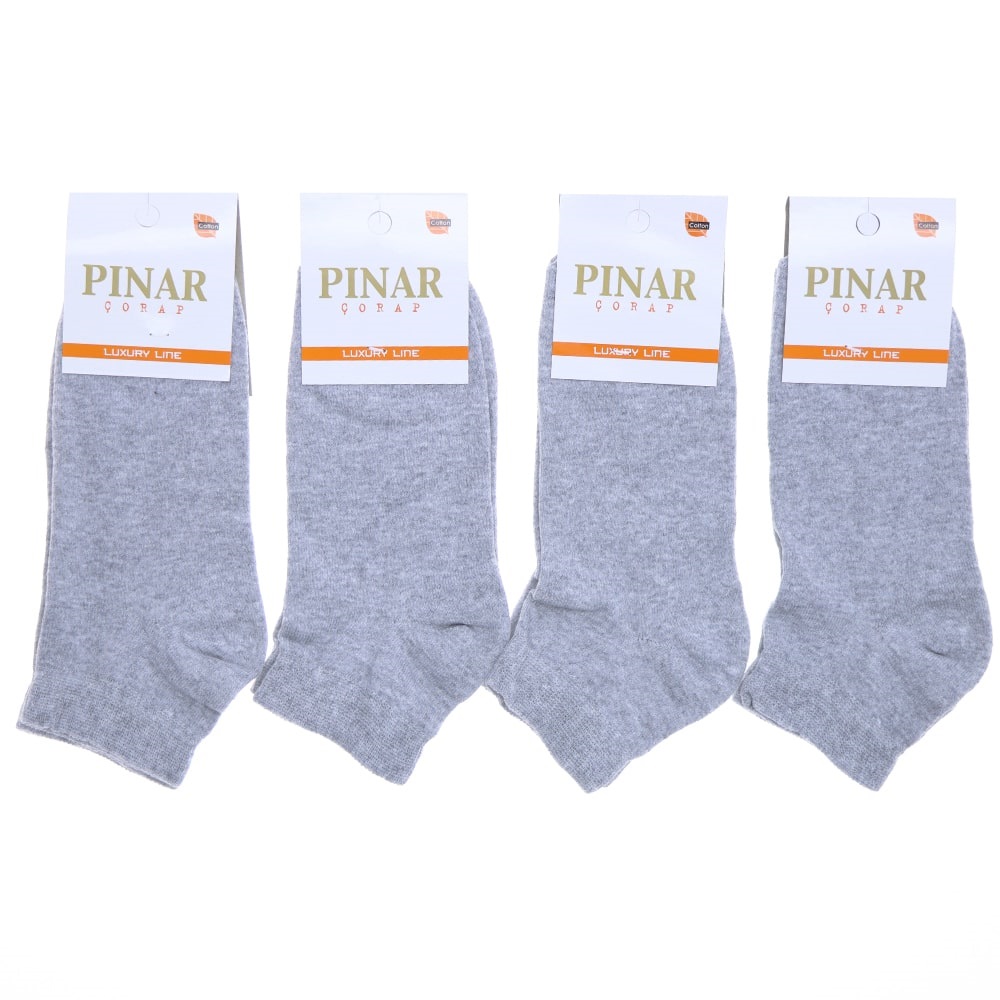 Pınar 0159 Erkek Likralı Mevsimlik Patik Çorap - Gri - PAKET İÇİ TEK RENK