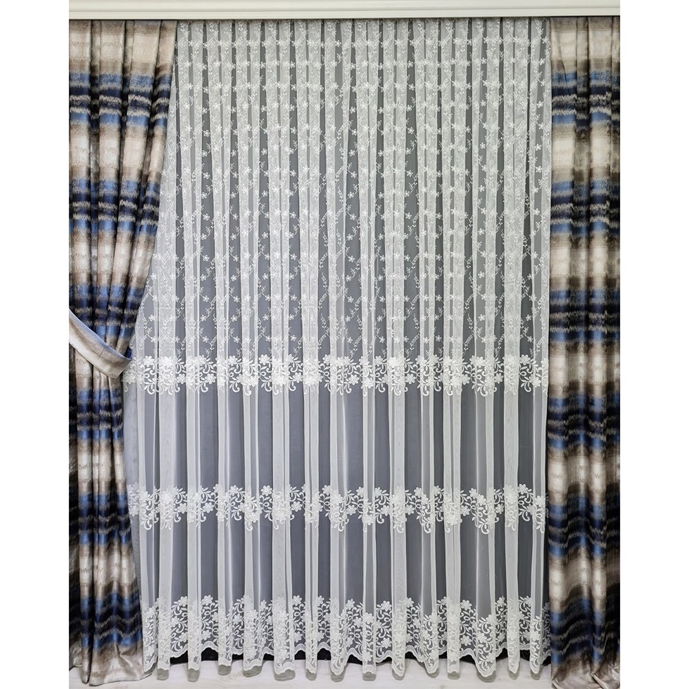 Baktıroğlu 2 li Pileli Tül Perde 5x3M - Ekru