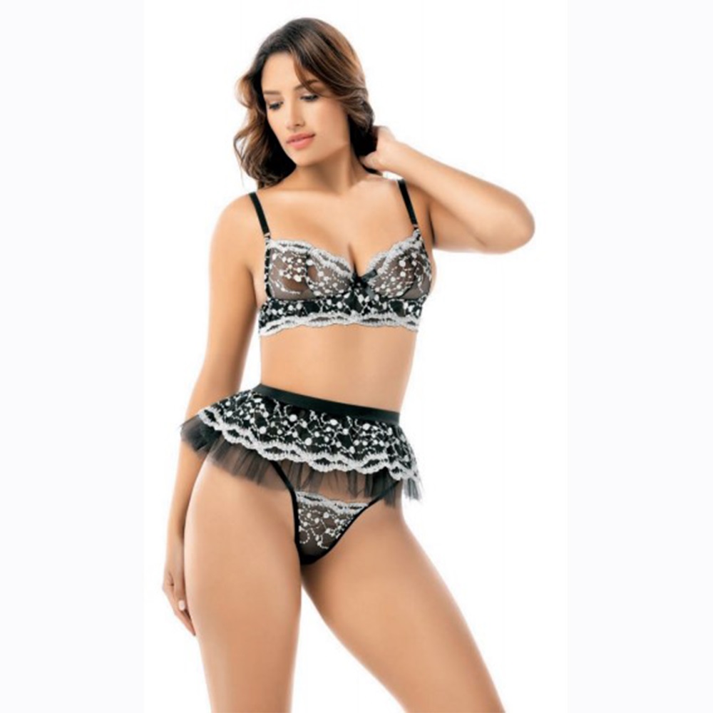 NightLight 3580 Bayan Tül İşlemeli Etekli Fantazi Takım