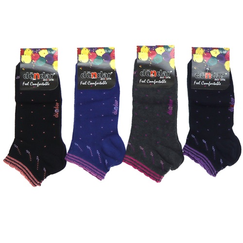 Dündar 1208 Bayan Penye Likralı Patik Çorap- KOYU RENK