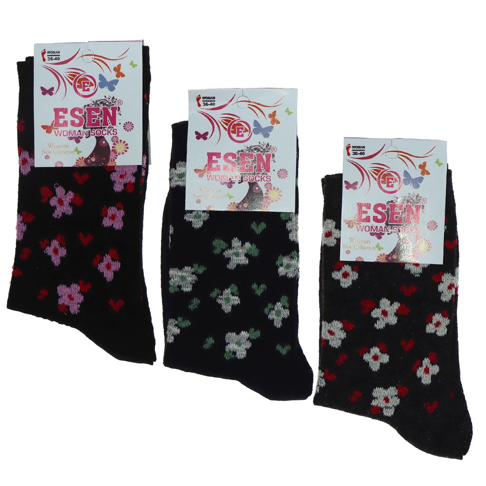 Esen Bayan Desenli Likralı Soket Çorap