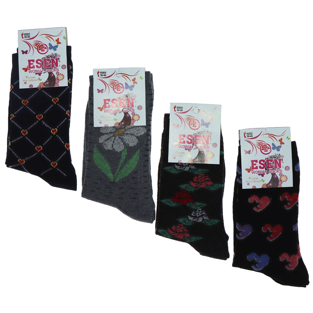 Esen Bayan Desenli Likralı Soket Çorap