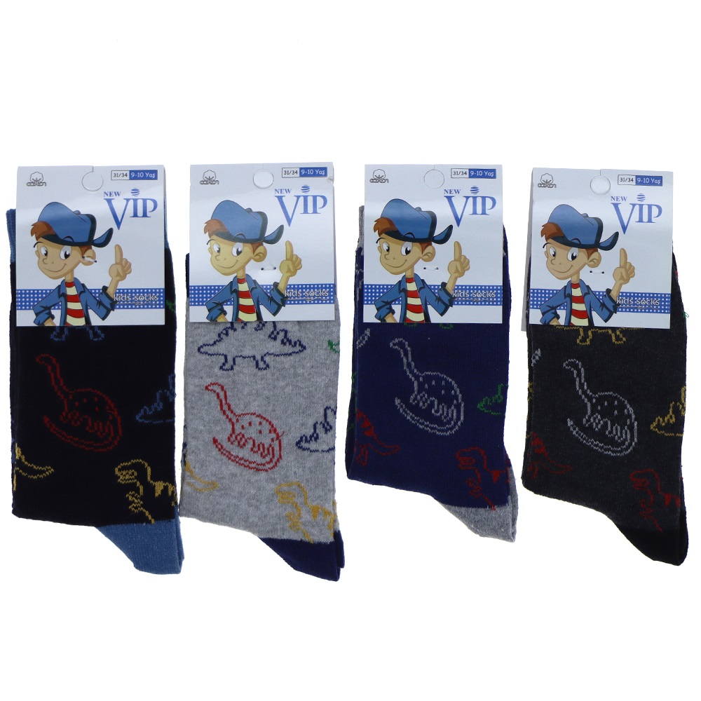 Vip 207 Erkek Çocuk Likralı Soket Çorap - Düz Karışık Renk