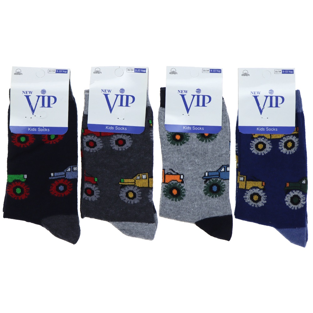 Vip 207 Erkek Çocuk Likralı Soket Çorap - Düz Karışık Renk