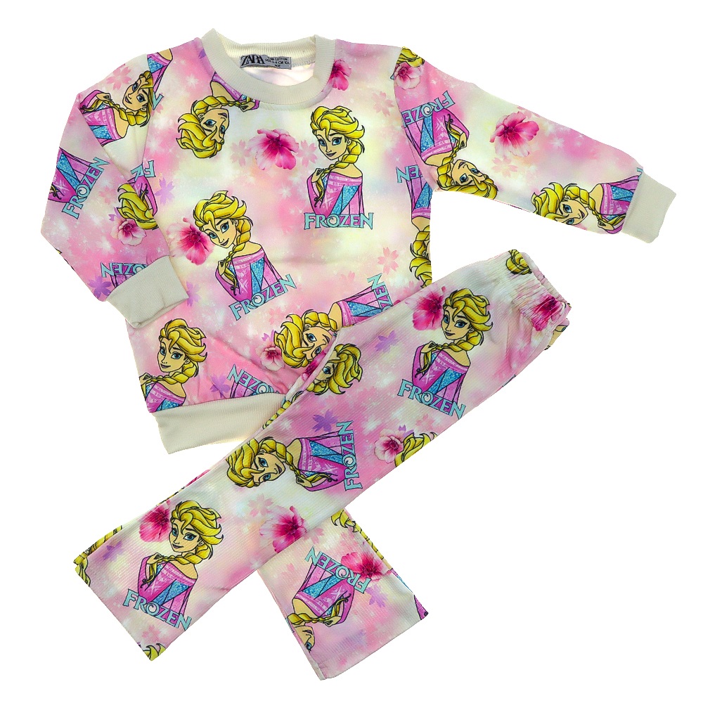 Zara Tintini Kids Kız Çocuk Penye 2 İp Şardonlu Karekter Bas Taytlı Takım 3-4 -9-10 Yaş - Pembe - 3-10 YAŞ