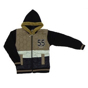 Efecan Erkek Çocuk 55 Nakışlı Fermuarlı Triko Örme Kapşonlu Hırka Sweat 5-10 Yaş - Haki