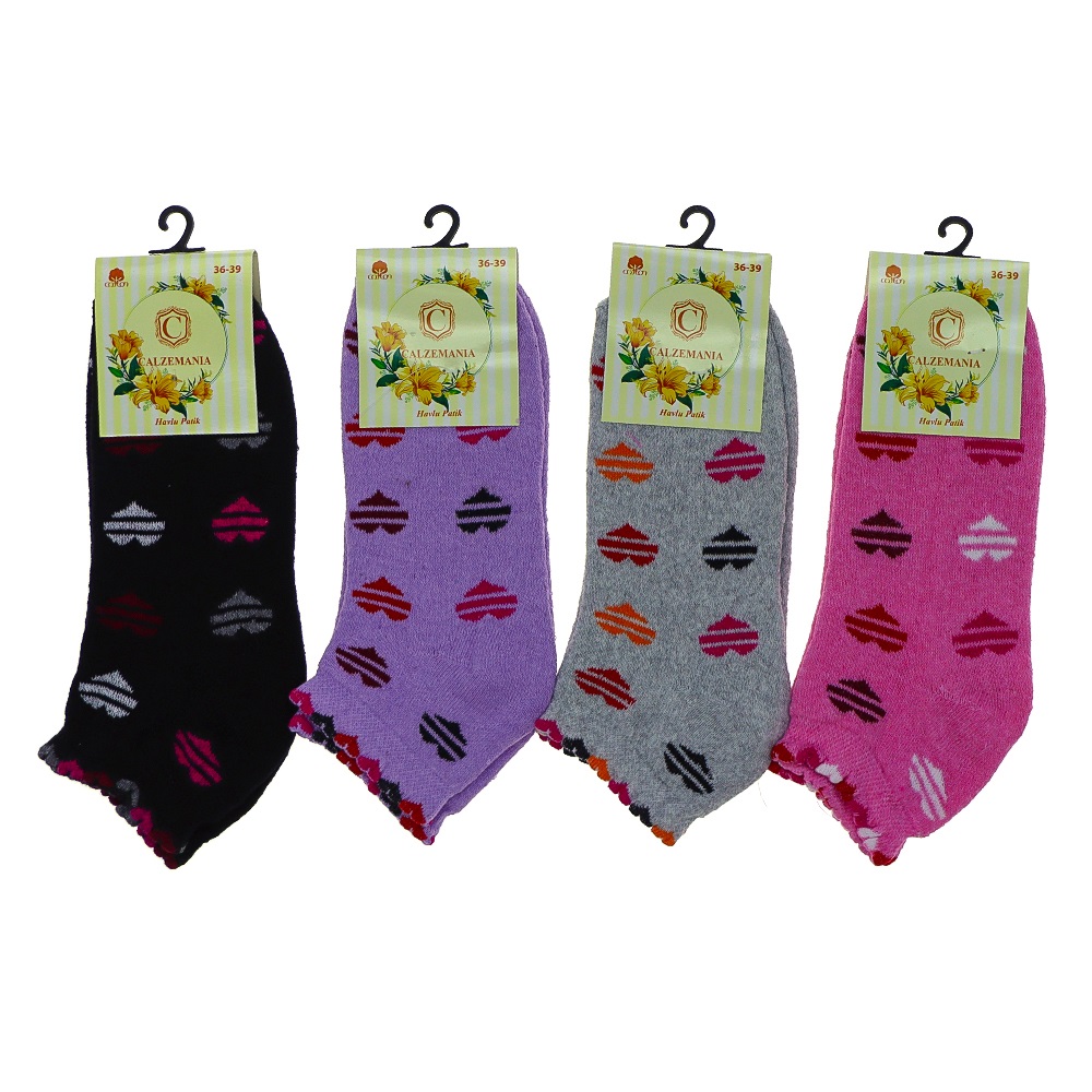 Calzemanıa Bayan Likralı Desenli Havlu Patik Çorap - Karışık Renk