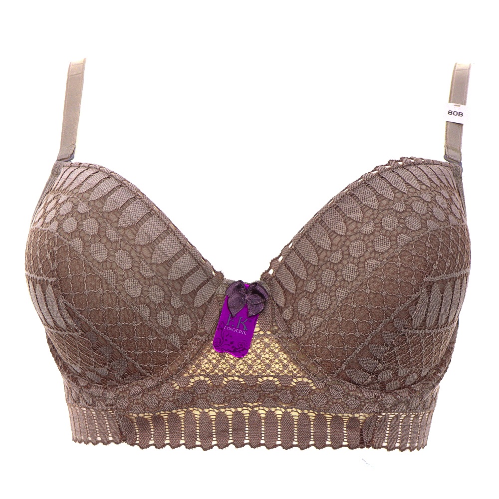 F.K 769 Bayan Dantelli Balenli Desteksiz Sütyen 80-95 - Siyah