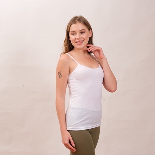 Defnem 5223 Bayan İp Askılı Raporlu Kaşkorse Battal Atlet - Gri - XXL