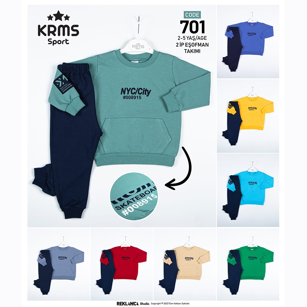 Krms 701 Erkek Çocuk 2 İp NYC Baskılı Takım 2-5 Yaş