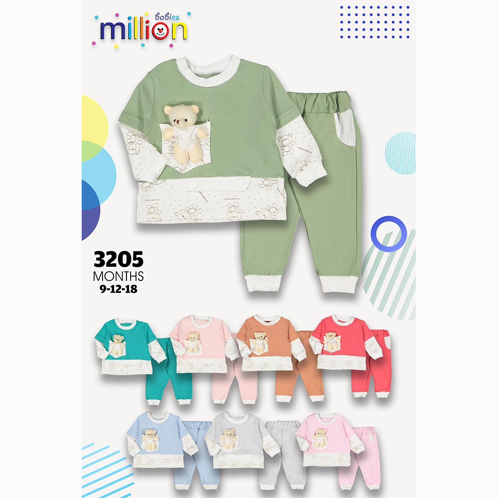 Million 3205 Bebe Yırtmaçlı Ayuncak Aks 2 Li Takım 3-6-9 Ay - Yeşil - 3-6-9 AY