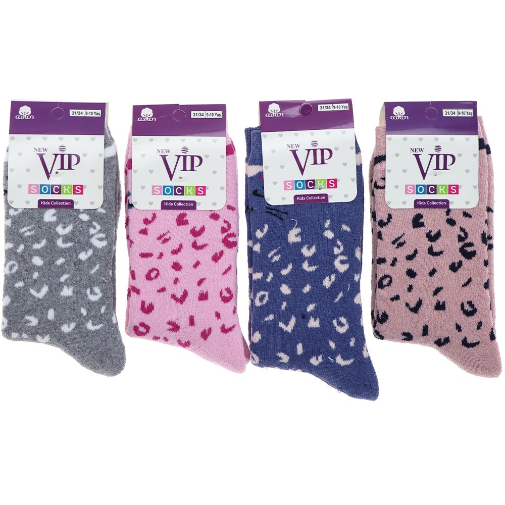 Vip 202 Kız Çocuk Desenli Likralı Havlu Soket Çorap - 5-6 Yaş
