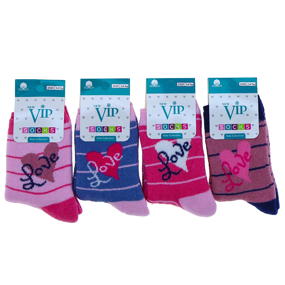 Vip 202 Kız Çocuk Desenli Likralı Havlu Soket Çorap - 5-6 Yaş