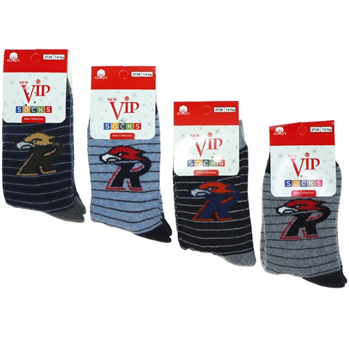 Vip 202 Erkek Çocuk Desenli Likralı Havlu Soket Çorap - 5-6 Yaş