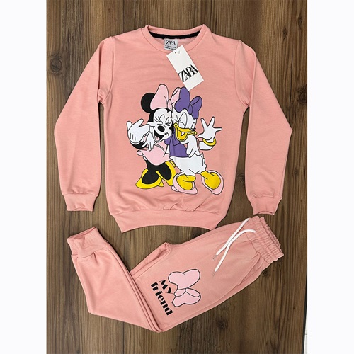 Zara Kız Çocuk Penye Minnie Ve Daisy Baskılı Takım 3-6 Yaş - Siyah