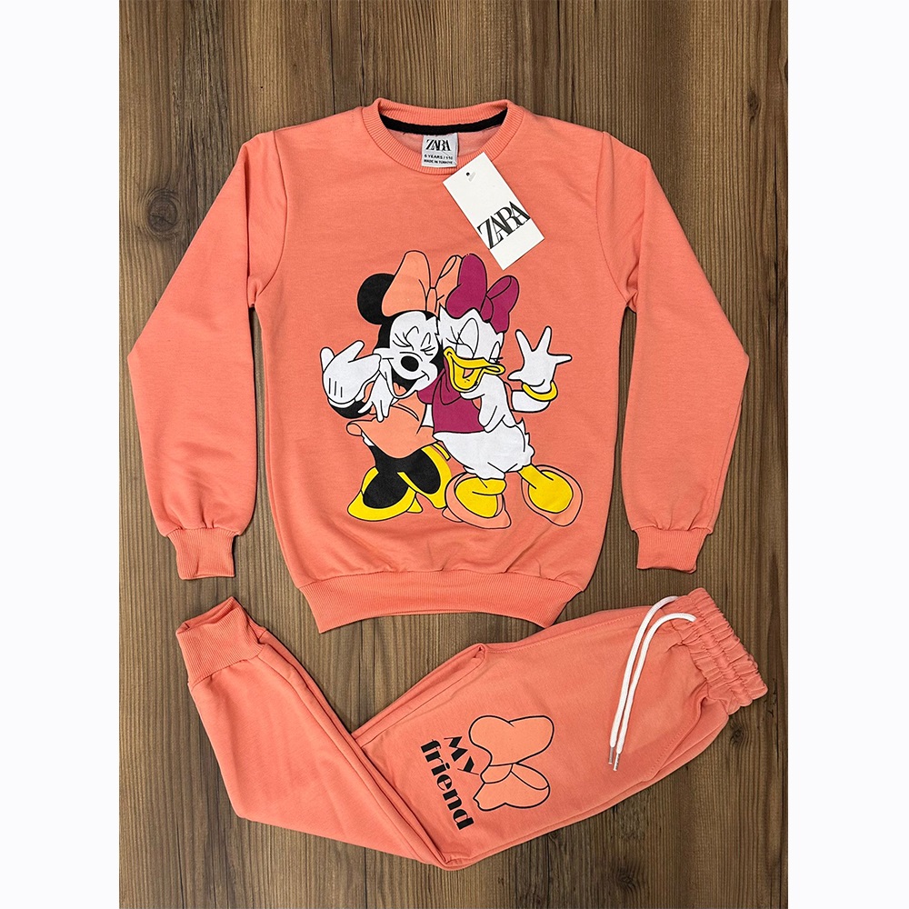 Zara Kız Çocuk Penye Minnie Ve Daisy Baskılı Takım 3-6 Yaş - Lila