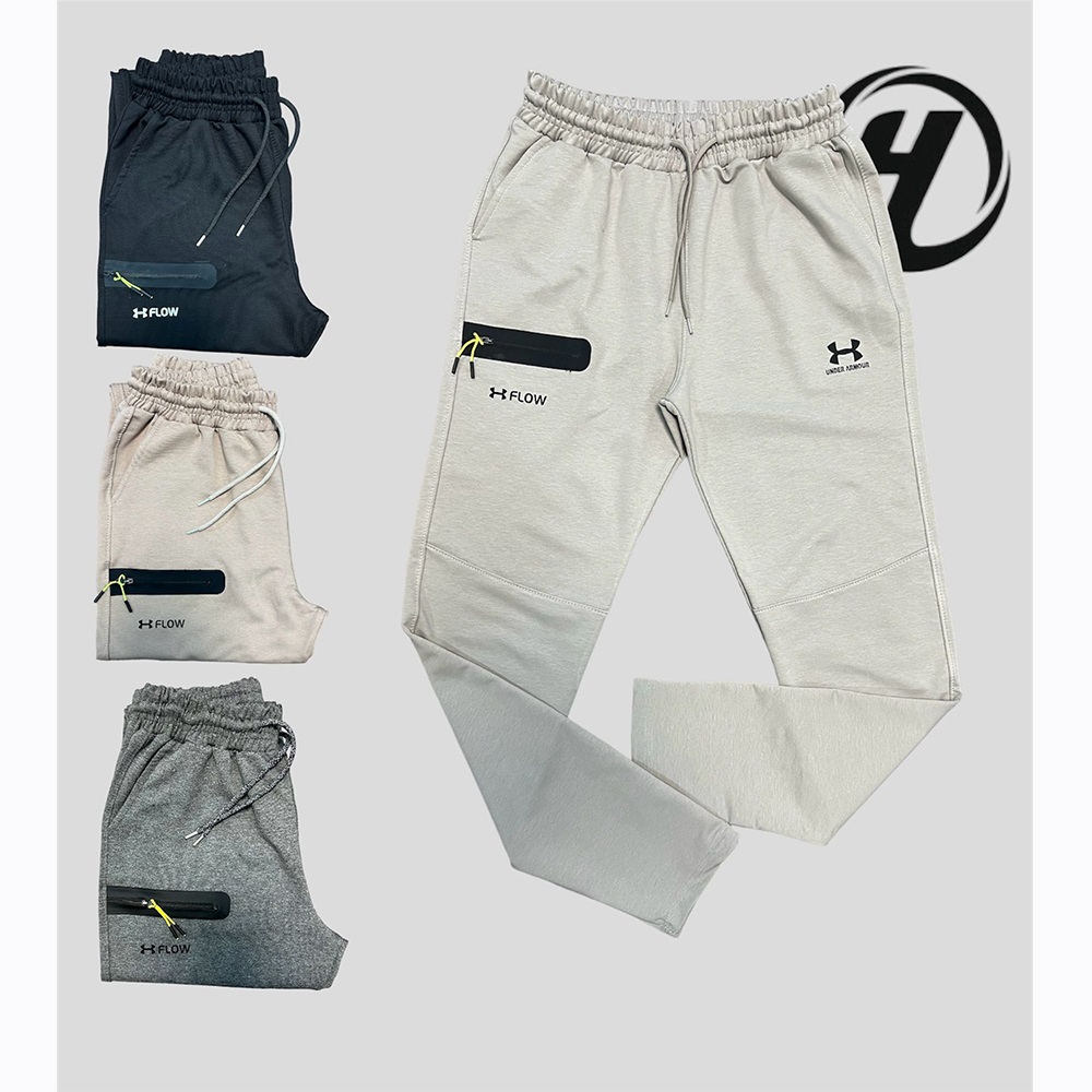 Helen Tekstil Erkek Kompak Under Armour Baskılı Düz Paça Fermuarlı Eşofman Alt S-XXL - Siyah - S-M-L-XL-2 XL