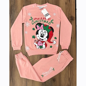 Zara Kız Çocuk Penye Noel Şapkalı Minnie Mouse Kar Tanesi Baskılı Takım 7-10 Yaş - Pudra