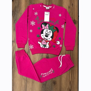 Zara Kız Çocuk Penye Noel Şapkalı Minnie Mouse Kar Tanesi Baskılı Takım 7-10 Yaş - Pudra