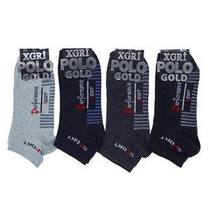 XGri Polo E-E-3 Erkek Gold Etiketli Likralı 3 Lü Patik Çorap - Karışık Renk