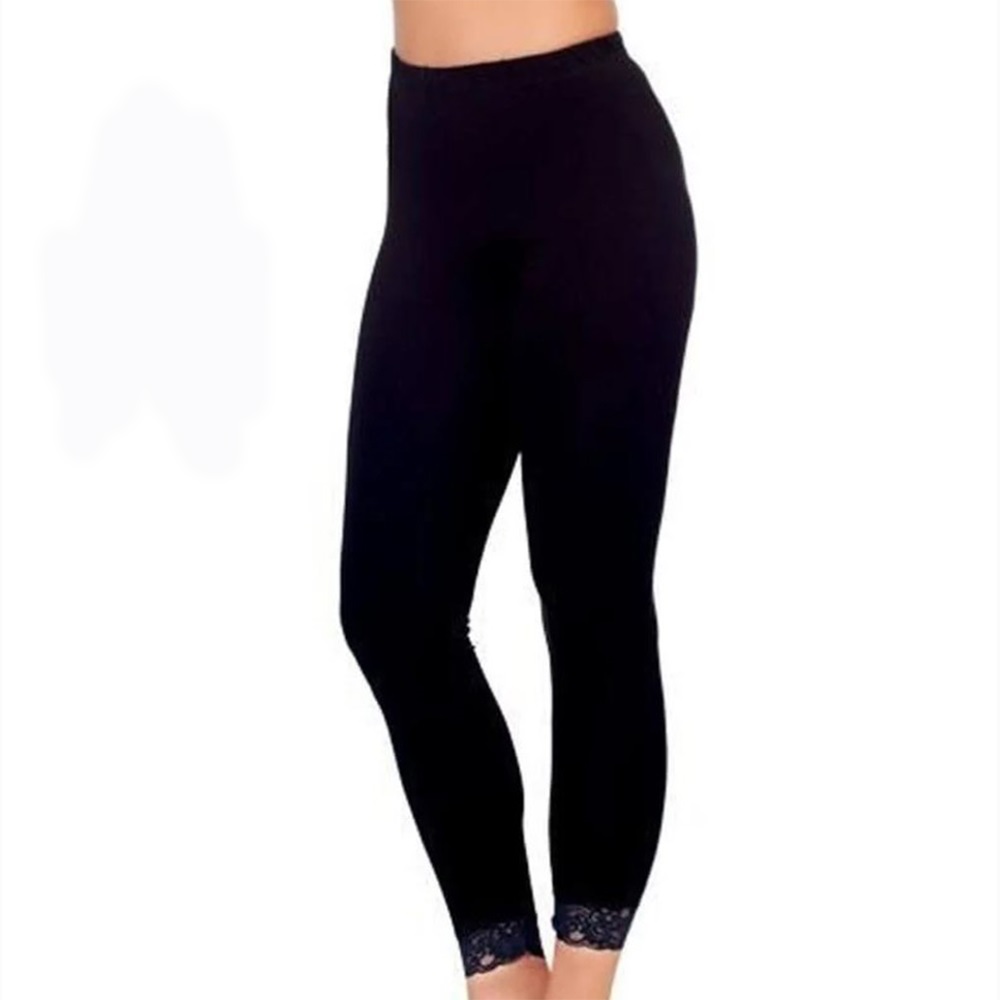 Polkan 228 Likralı Dantelli Tayt - Siyah