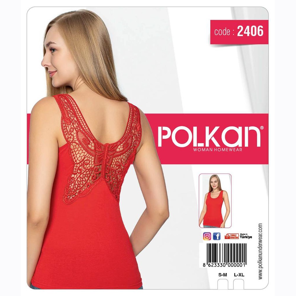 Polkan 2406 Bayan Sırtı Güpürlü Atlet