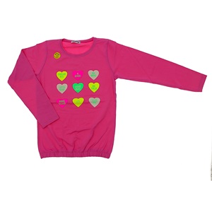 BTS 5023 Kız Çocuk Kabartma Kalp Bas Eteği Lastikli U Kol Lyc Penye Badi 9-12 Yaş - Gri - 9-12 YAŞ