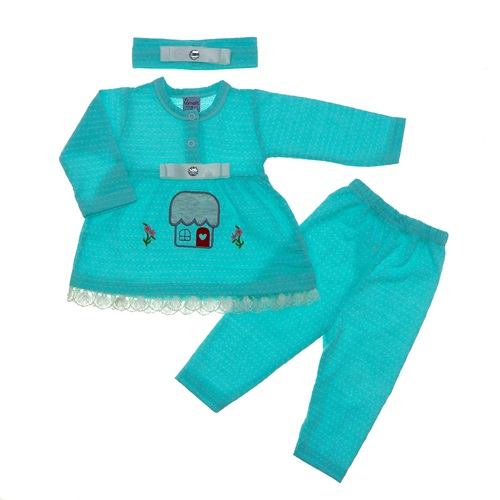 Tomofil 884 Ev Nakışlı Saç Bantlı Kız Çocuk Takım 1-2 Yaş - Pembe - 1 YAŞ-2 YAŞ