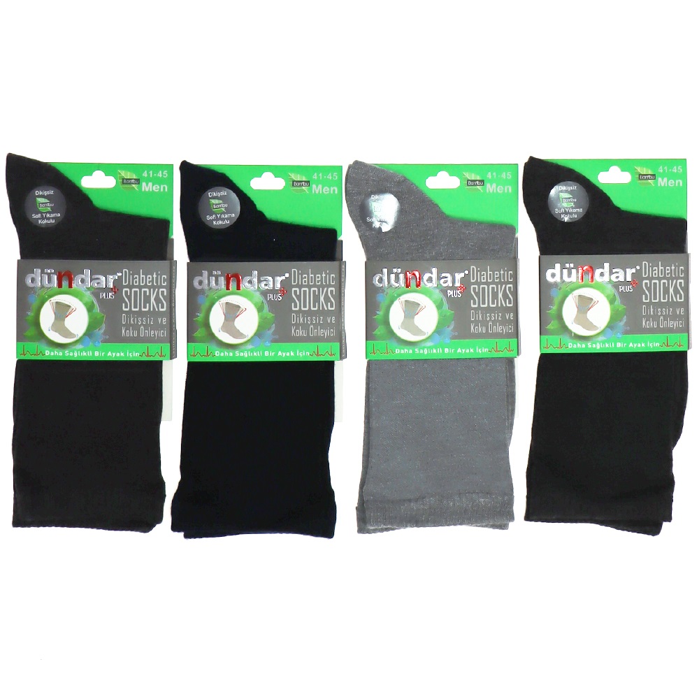 Dündar 6982 Erkek Kutulu Diyabetik Şeker Dikişsiz Likralı Soket Çorap - Karışık Renk