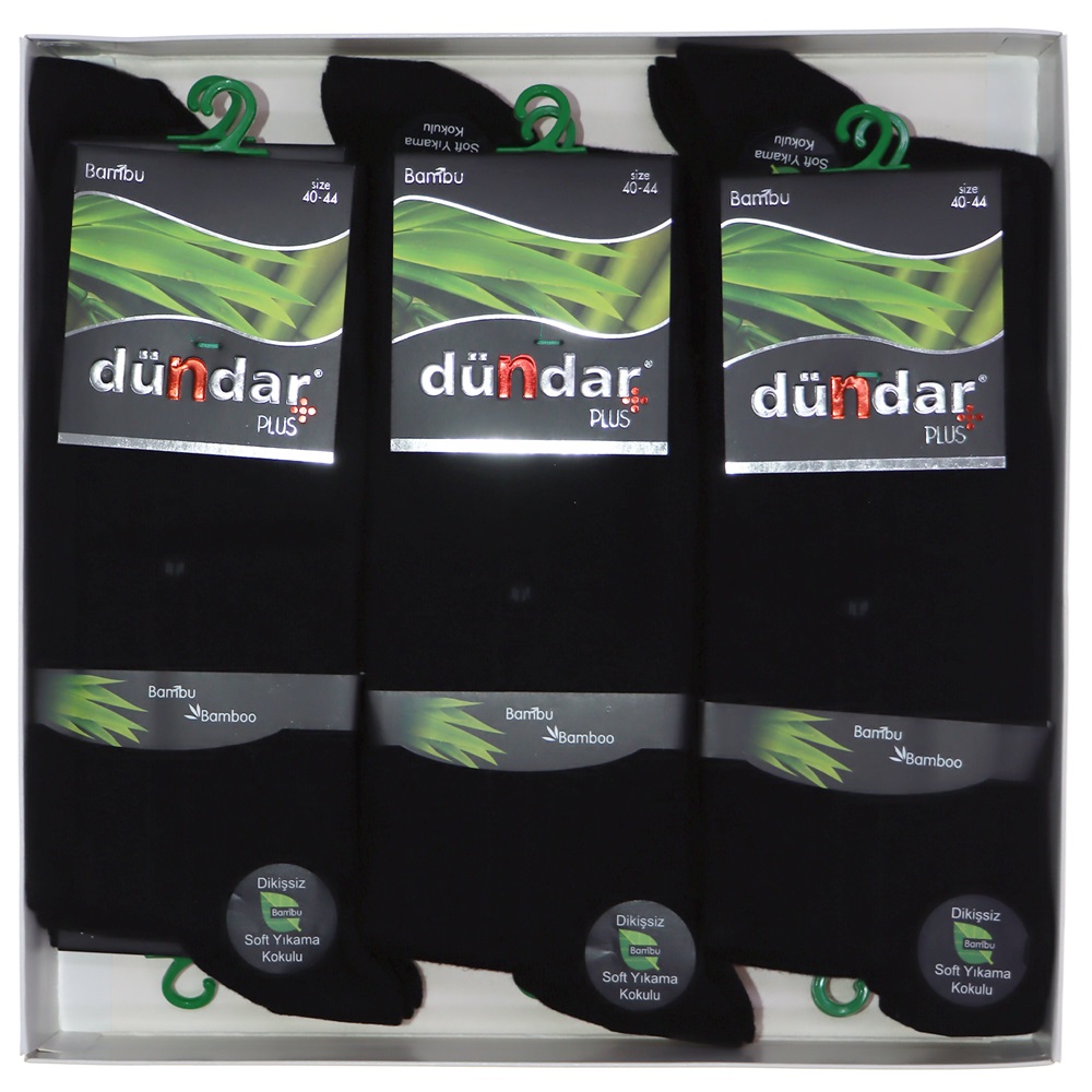 Dündar 5602 Erkek Desenli Plus Bambu Likralı Dikişsiz Soket Çorap- Siyah