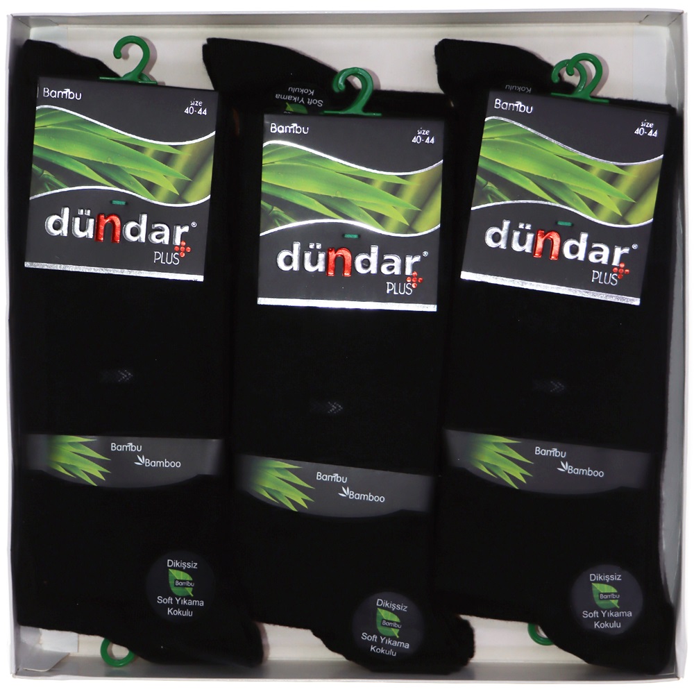 Dündar 5602 Erkek Desenli Plus Bambu Likralı Dikişsiz Soket Çorap- Siyah