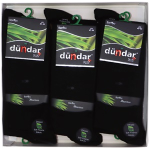 Dündar 5602 Erkek Desenli Plus Bambu Likralı Dikişsiz Soket Çorap- Siyah