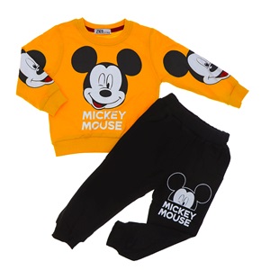 Zara 007 Erkek Çocuk 2 İp Şardonsuz Önü Kolu Mickey Mause Bas Takım 7-10 Yaş - 007 - Mavi - 7-8-9-10 YAŞ