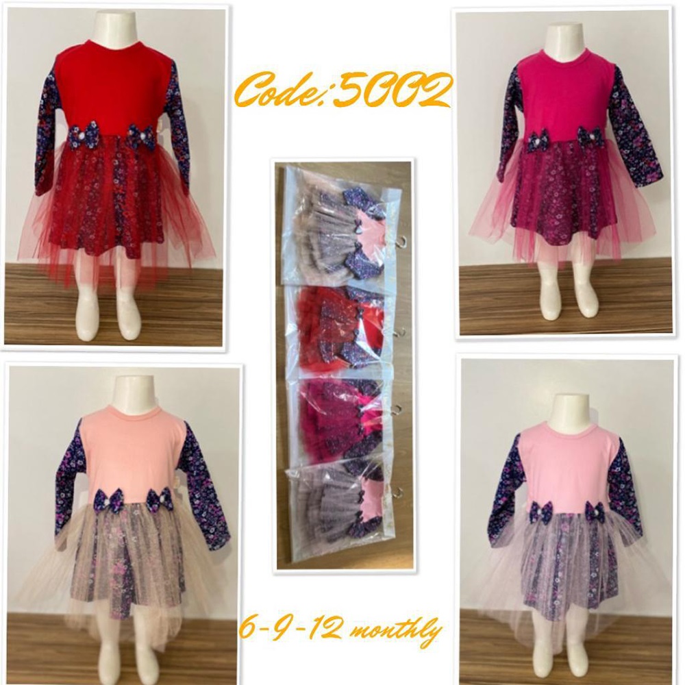 Meriç Kon 5002 Fiyonklu Likralı Tül Elbise 6-9-12 Ay