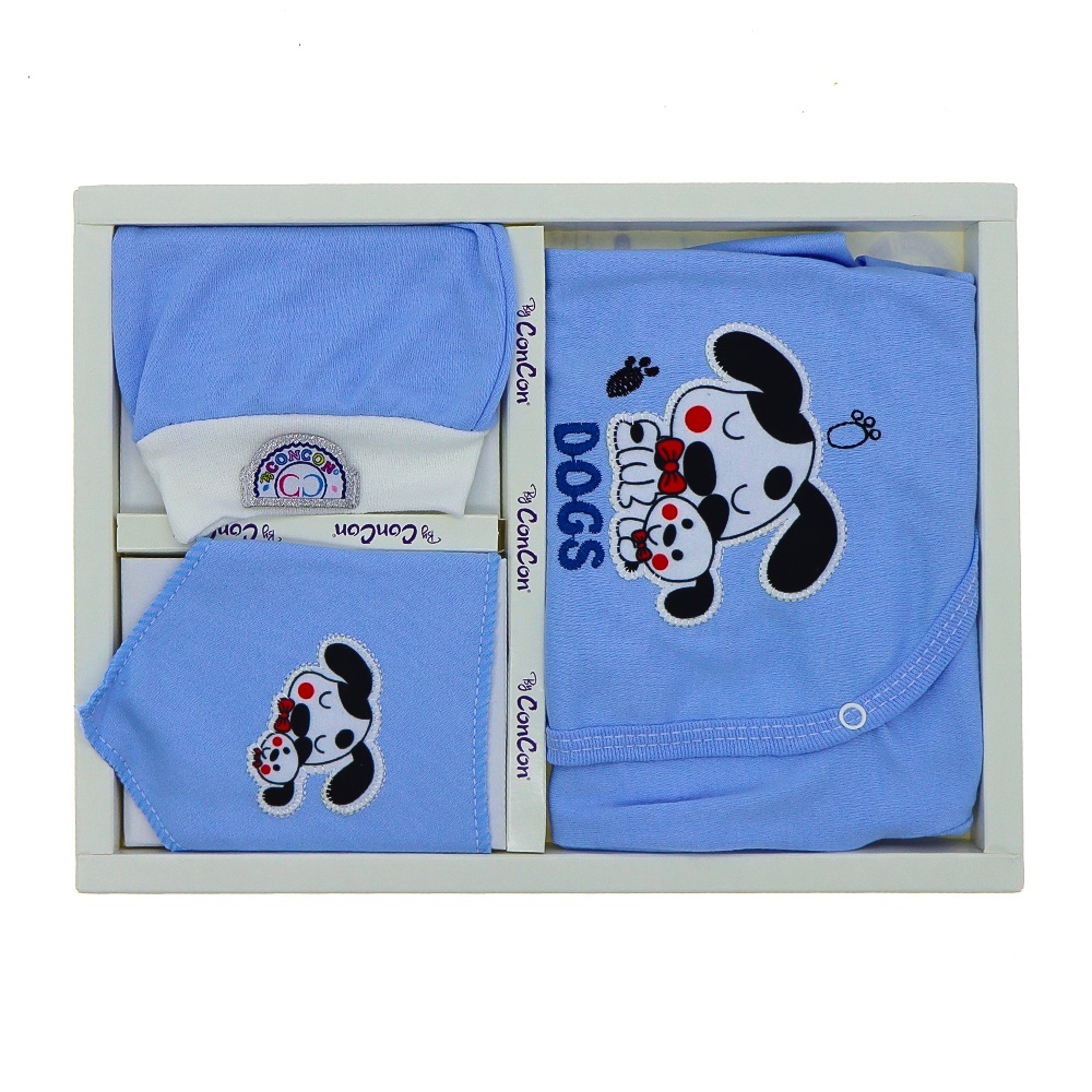 CC-5022 Bebe Köpekli Nakışlı 5 Parça Zıbın Set 0-3 Ay