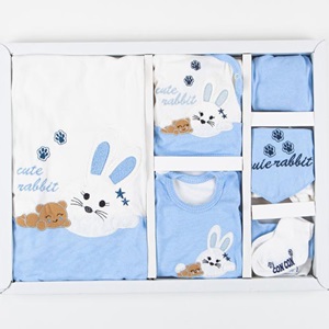 CC-702 Bebe Rabbit Nakışlı 10 Parça Zıbın Set 0-3 Ay