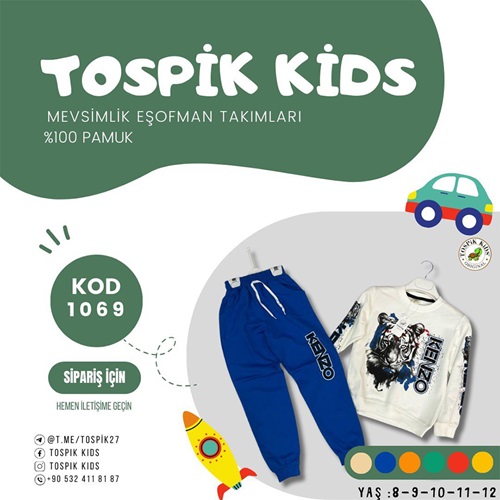 KSM Erkek Çocuk Penye Sıfır Yaka Kenzo Baskılı Takım 8-12 Yaş - KSM Erkek Çocuk Penye Sıfır Yaka Kenzo Baskılı Tak - Yeşil - 8-9-10-11-12 YAŞ