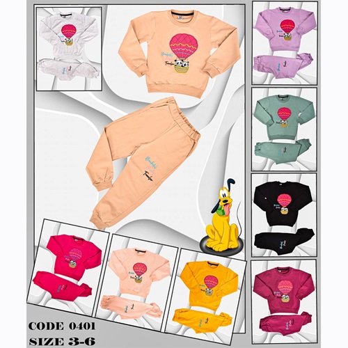 Tofil 0401 Kız Çocuk Çift Panda Nakışlı Sıfır Yaka 2 iplik Takım 3-6 Yaş - Siyah