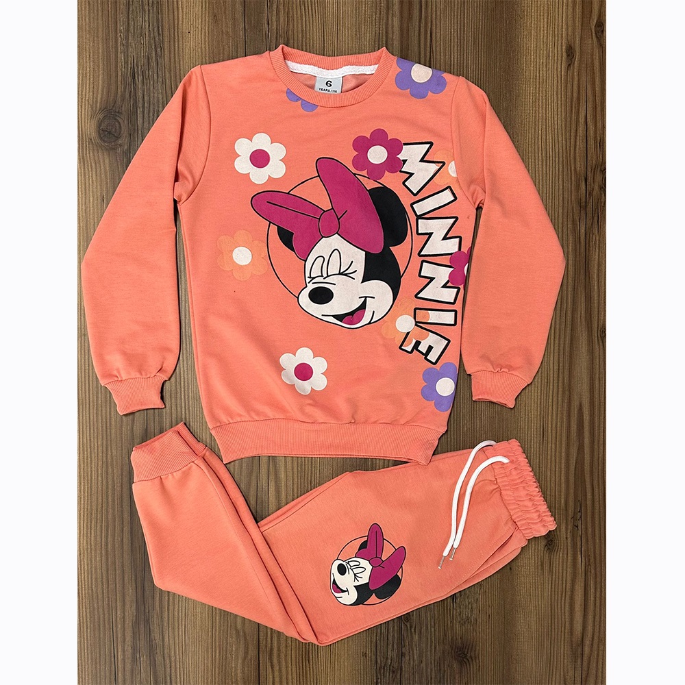 Bıcır Kids Kız Çocuk Penye Çiçekli Minnie Mouse Baskılı Takım 3-6 Yaş