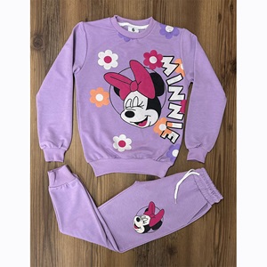 Bıcır Kids Kız Çocuk Penye Çiçekli Minnie Mouse Baskılı Takım 7-10 Yaş