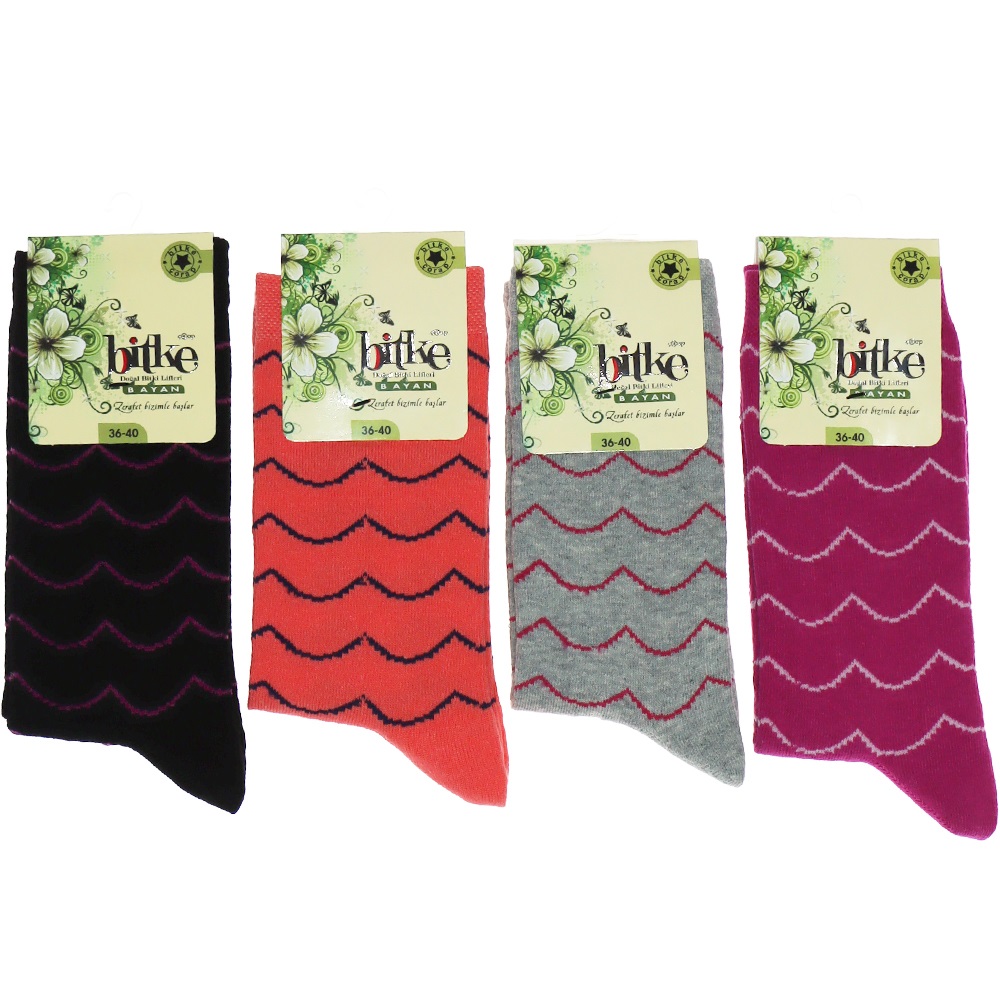 Bitke Bayan Kutulu Desenli Likralı Soket Çorap
