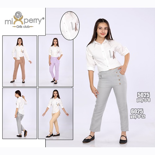 Mixperry 6025 Kız Çocuk La Nak Gömlek Muslin Alt Takım 9-12 Yaş - 6025 - Kahverengi - 9-12 YAŞ