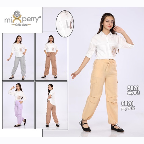Mixperry 6020 Kız Çocuk Cep Dantelli Gömlek Muslin Alt Takım 9-12 Yaş - 6020 - Lila - 9-12 YAŞ