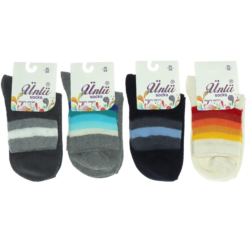 Ünlü Bayan Desenli Likralı Soket Çorap