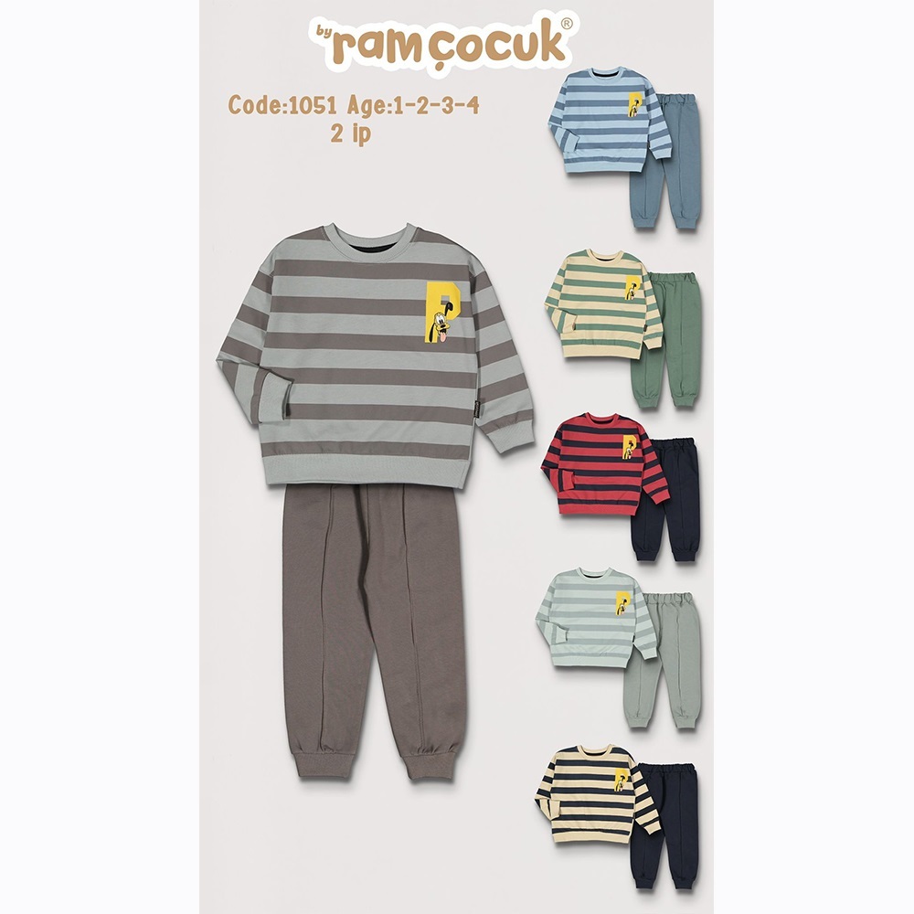 Ram 1051 Erkek Çocuk Pluto Çizgili Penye Takım 1-4 Yaş - 1051 - Lacivert - 1-2-3-4 YAŞ