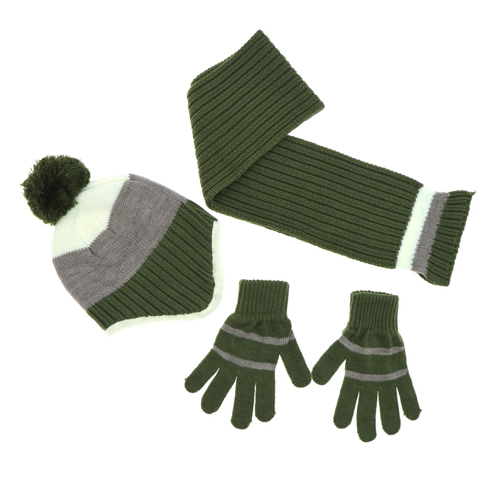 Kdm 1205 Erkek Çocuk Desenli Yün Bere 3 Lü Takım 8-12 Yaş